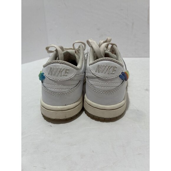 Nike Dunk Low GS Rainbow boys size 12.5c low top sneakers bow Laces White Cream - Picture 3 of 6